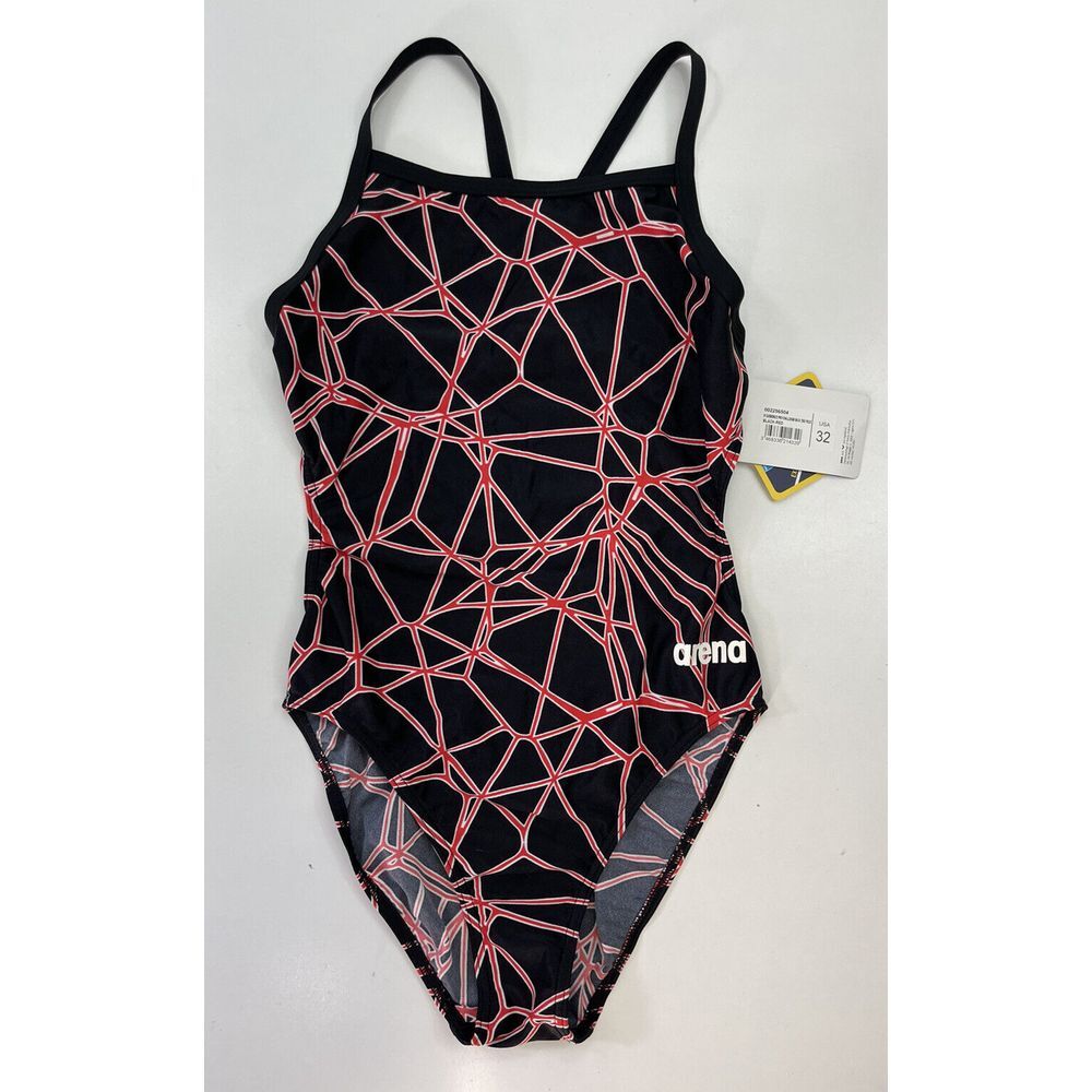 Arena Women's Carbonics Pro Challenge Back One Piece Swimsuit USA 32‎ Black Red